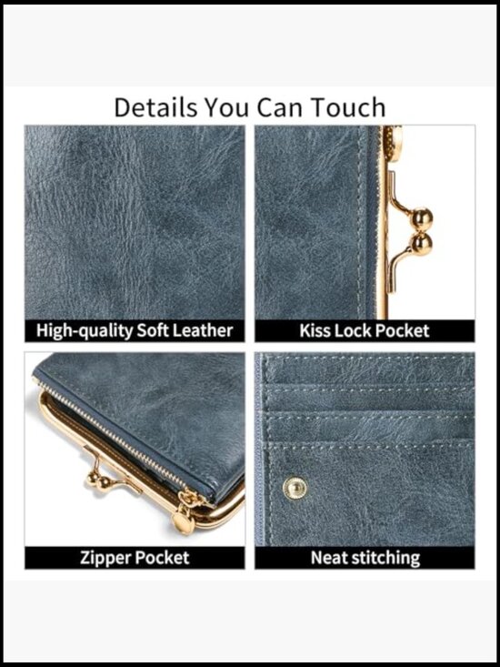 Amazon.com: Hi.FANCY Women Vintage Bifold Leather Wallet RFID Blocking Compact Coin Purse 6 Card Slots